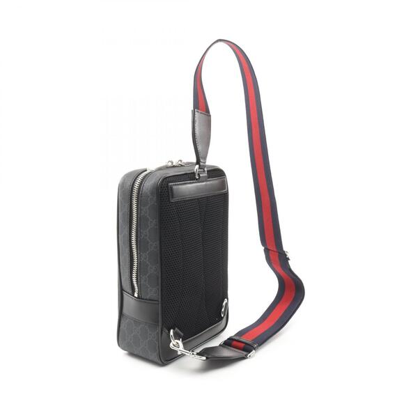 Gucci GG Supreme Slingback Bag Waist Body Canvas Leather Gray Black - Picture 2 of 4